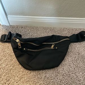 A New Day Black Fannypack with gold accents